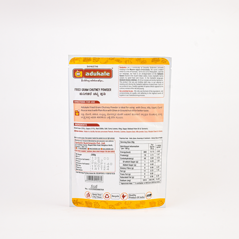 Fried Gram Chutney Powder | Chutney Powder for Dosa, Upma, and More | Adukale 200g Pack